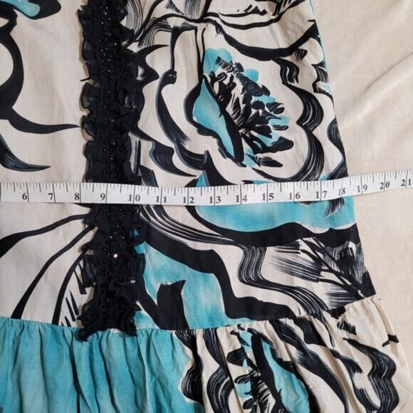 Kensie SIlk & Linen Shift Dress with Ruffle and Sequin Accents - Size 8 - Picture 8 of 10